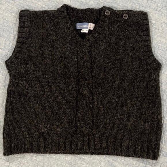 Jean Bourget Gray Wool Sweater Vest - Baby Boy Size 24 Mths - Picture 1 of 3